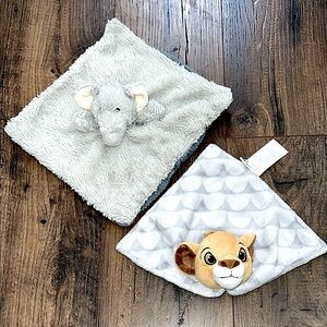 Elephant and Simba Animal Lovey Set